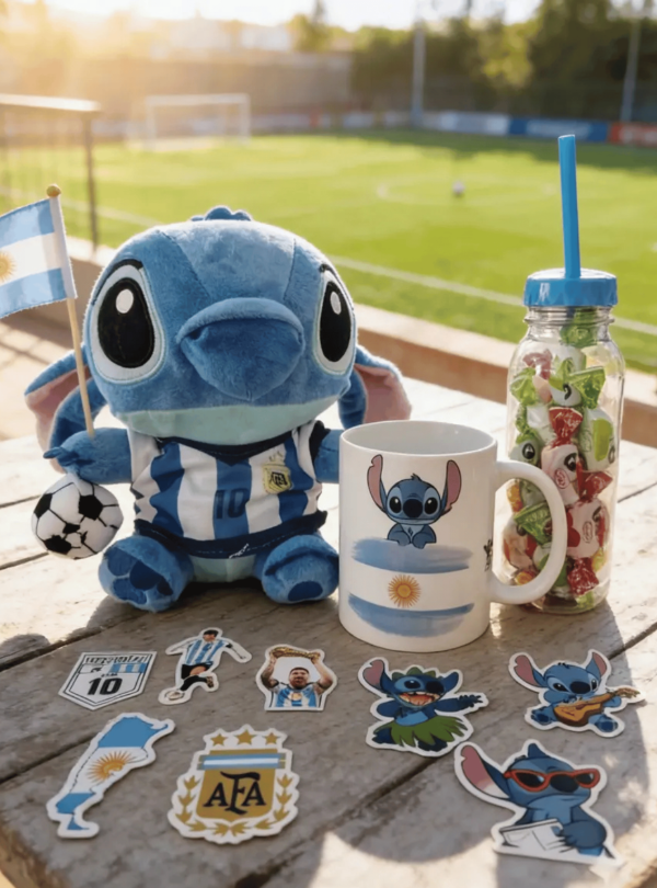 Producto - Kit Stitch Argentina + Taza + Botella + Stickers