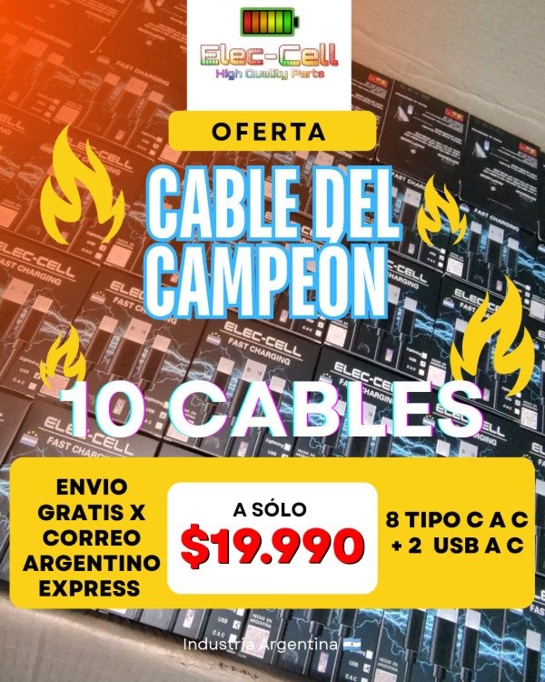 Producto - 10 cables C a C y USB a C. POR TIEMPO LIMITADO!