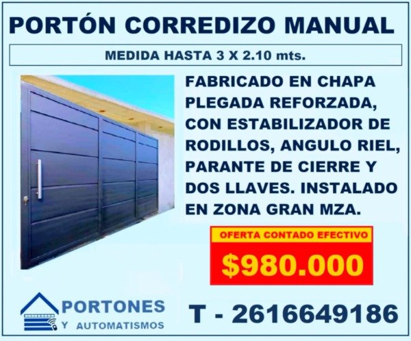 Producto - PROMO PORTON CORREDIZO HASTA 3 X 2.10 MTS