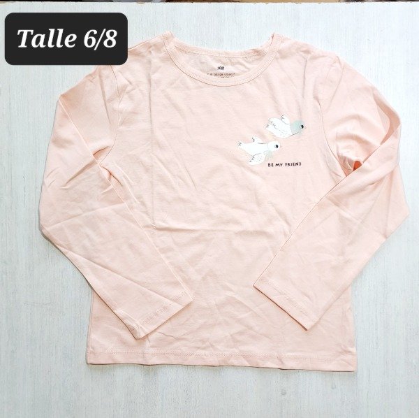 Remera manga larga HyM talle 6/8 paloma