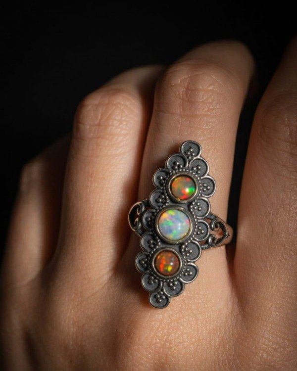 Producto - ANILLO BOHEMIAN ÓPALO EN PLATA 925