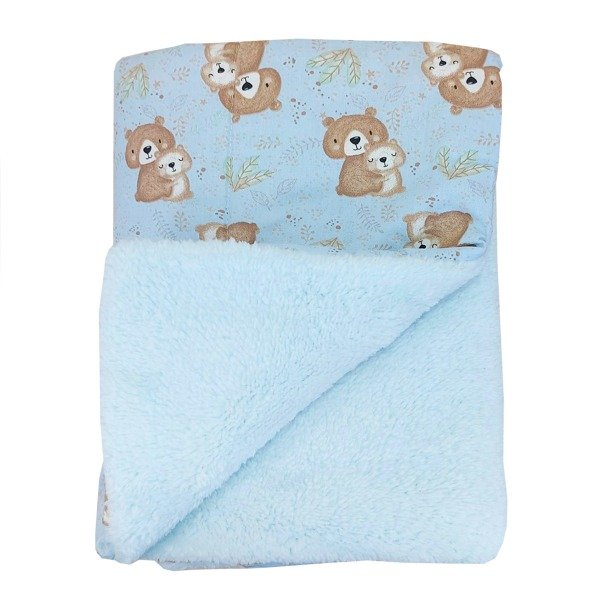 Producto - Manta Corderito Color y Gabardina /Celeste