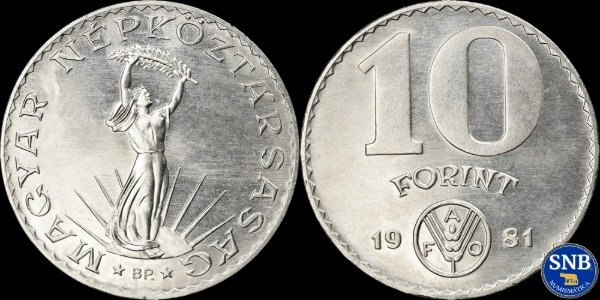 Producto - Hungría - 10 Forint (1981) FAO KM #620 - Estado socialista constitucional