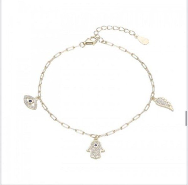 Producto - Pulsera mano de fatima con baño de oro plata 925