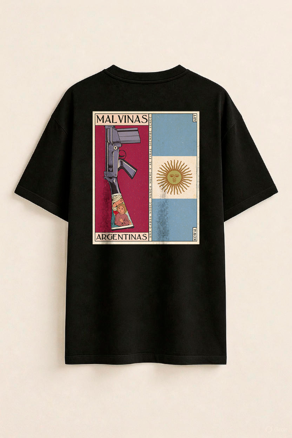 Malvinas Argentinas versión 1 oversize unisex negra dorsal
