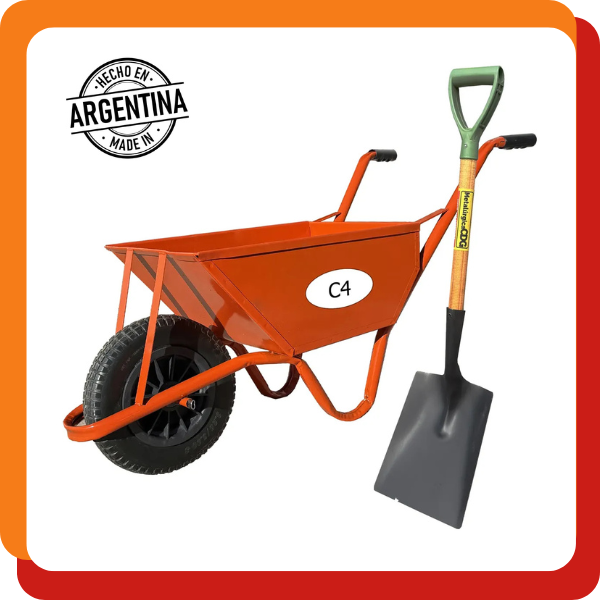 Producto - Carretilla Reforzada 75lt Rueda Neumatica + Pala Ancha de Regalo