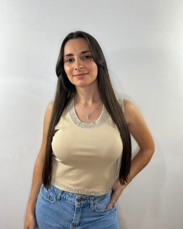 Producto - MUSCULOSA DE ALGODÓN CON LYCRA Y BRILLO