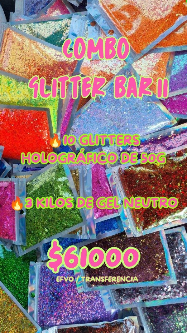 Producto - Combo Glitter Bar II x50g +Gel neutro