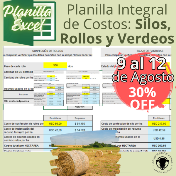 Producto - Planilla de Cálculo de Costos : Verdeos, Pasturas, Silaje y Rollos