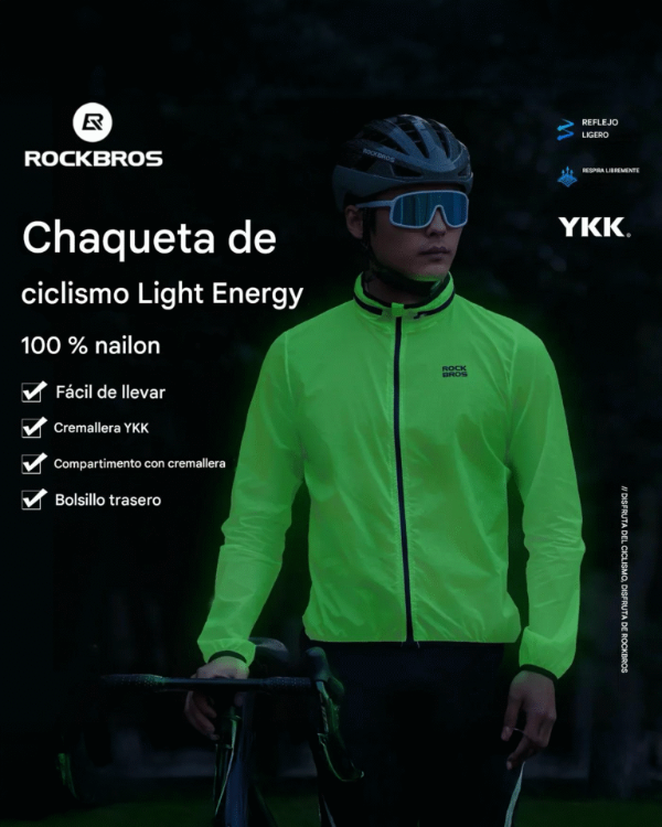 Producto - Rompeviento ROCKBROS Auto-Glow Fotoluminiscente, Impermeable y Ultraligera - 2