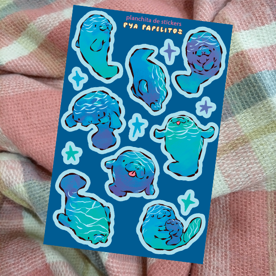 Producto - planchita de stickers "manaties"