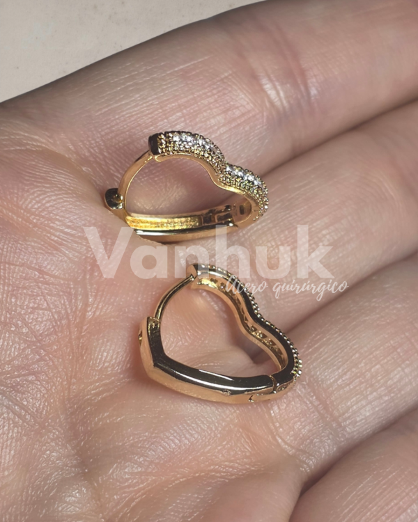 Producto - Aros argolla corazon y strass clip D - 2