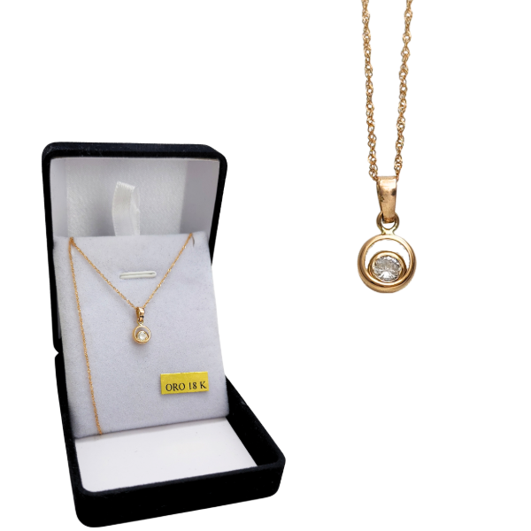 Producto - Cadena y dije Punto de luz Oro 18kt - 0