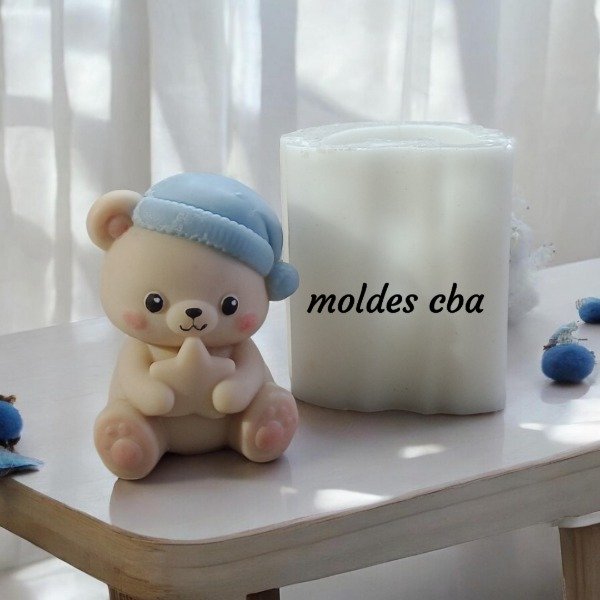 Producto - Molde osito bebé varón GRANDE gorro y estrella - 0