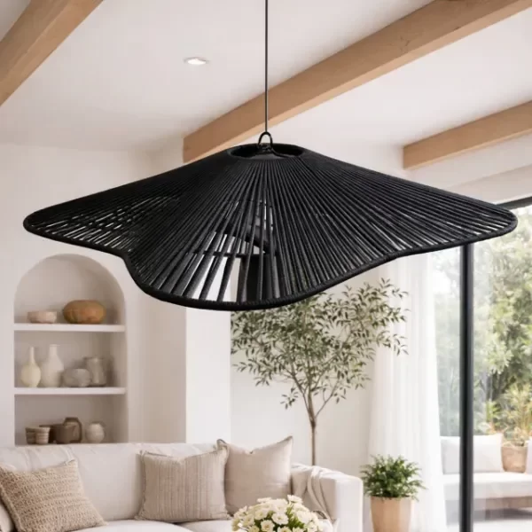 Producto - Pantalla Colgante De Interior Flor Grande Tejida Cordón