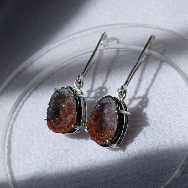 Producto - Aros plata 925 geoda cuarzo