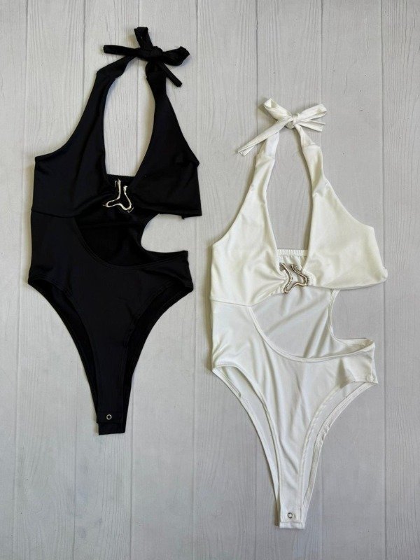 Producto - [6835] Body p/atar escotado ''V irregular'' cut out cintura microfibra