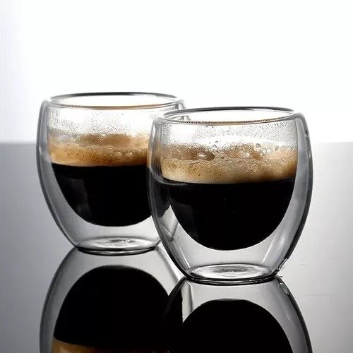 Producto - Set X 2 Vaso Taza Doble Vidrio Cafe Bebidas 80 Ml