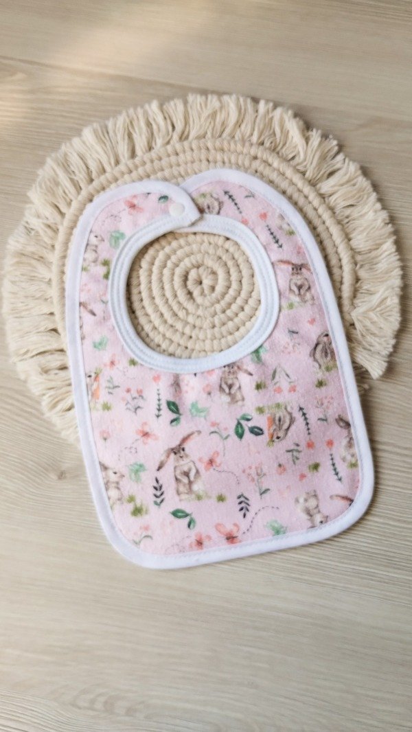 Producto - Babero de doble toalla CONEJAS rosa