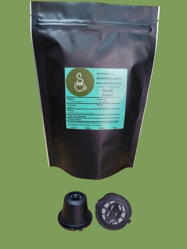 Producto - Café especialidad Brasil Santos + 2  cápsulas reusables Nespresso