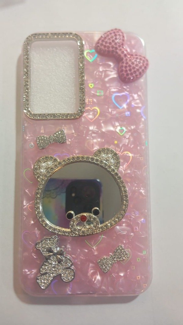 Producto - Funda Premium Espejo Strass Holográfica Rosa para Samsung A17
