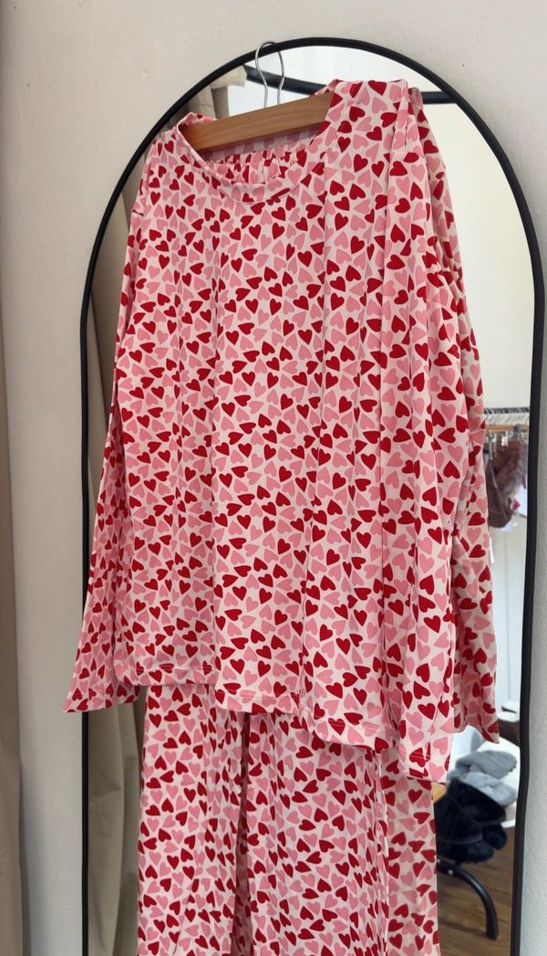 Producto - Pijama largo María blanco corazones
