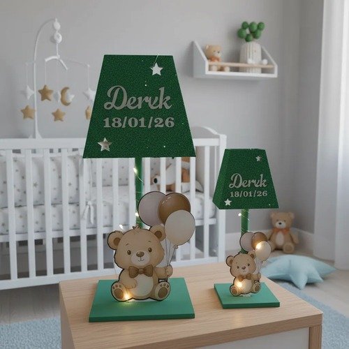 Producto - Souvenirs Decorado Ositos Mdf 20u+2 Centrales+luz Led - 1
