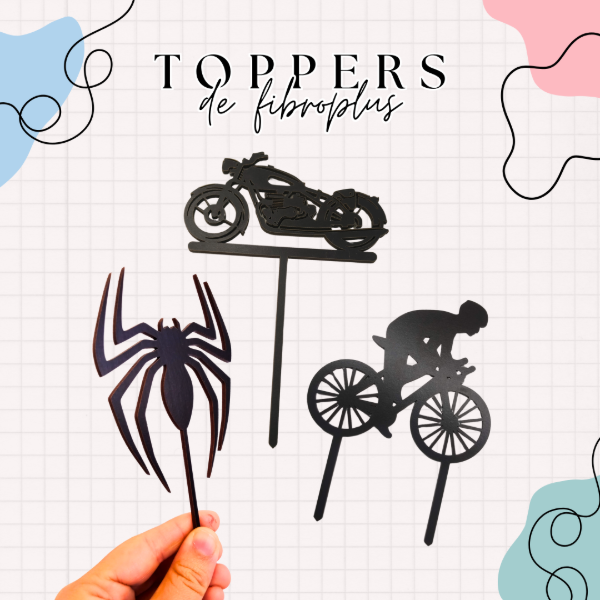 Producto - Toppers para torta Negros en madera