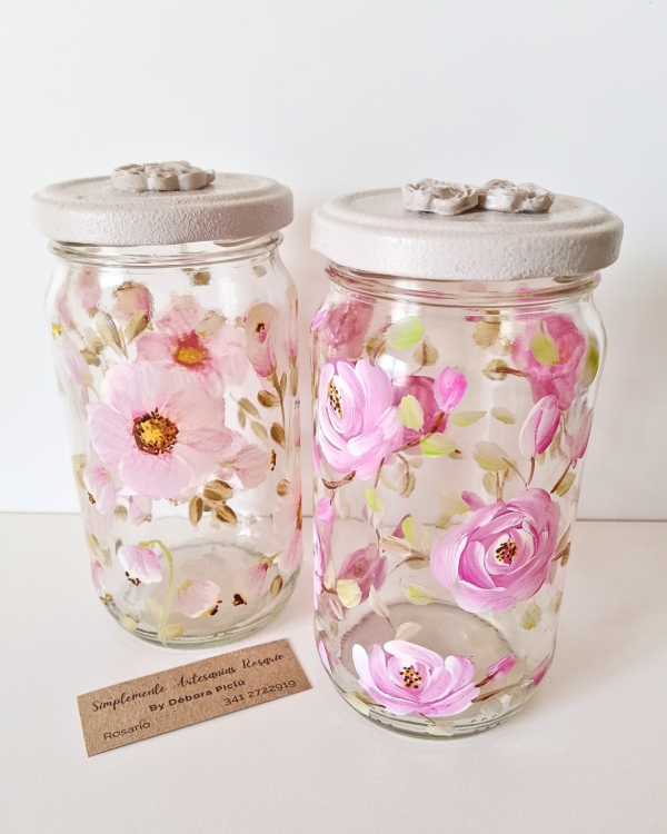 Producto - Frascos de vidrio translucido con flores