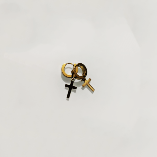 Producto - Par de Aros Cubanos c/Cruz Colgante Dorado