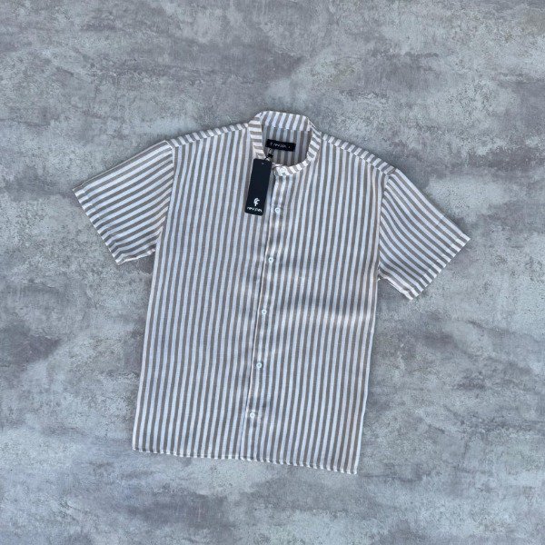 Producto - CAMISA LINO RAYADA MARRON