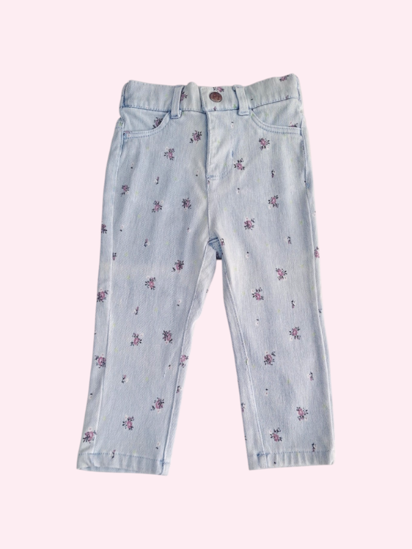 Producto - Leggings de jean claro con flores lilas YAMP 18 meses