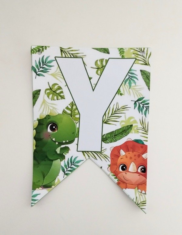 Producto - Banderín dinosaurio kawait personalizado x letra
