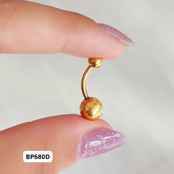 Producto - Piercing doble bolita dorado