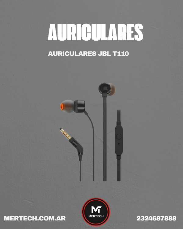 Producto - AURICULAR JBL T110 NEGRO (9807)