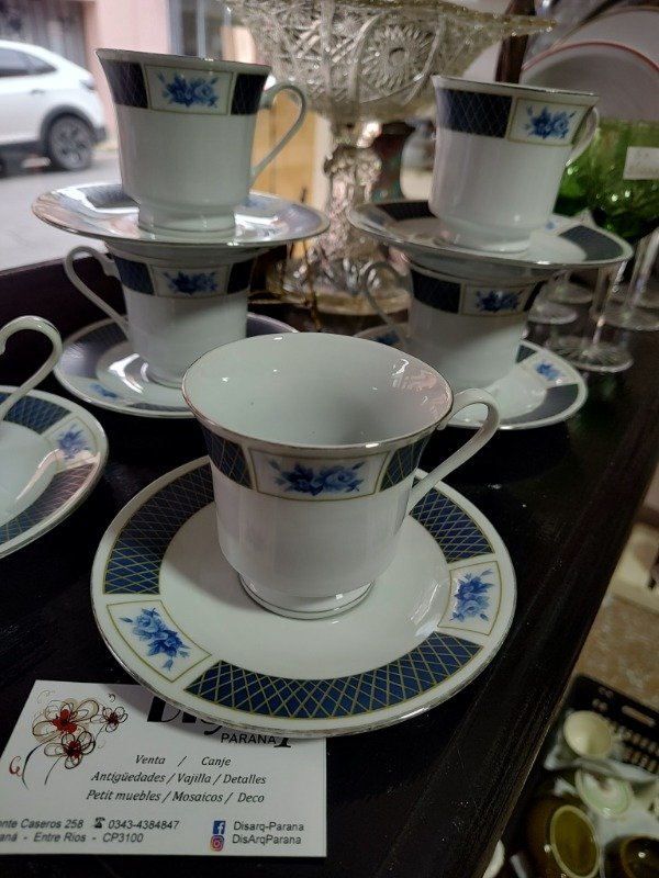 Producto - Dúo de té porcelana con azul