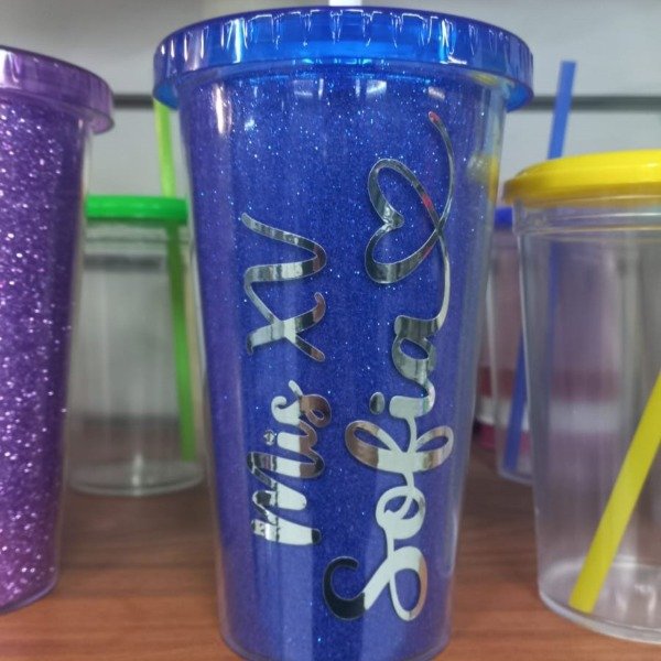 Producto - Vaso Glitter Doble Capa Acrilico de 500cc Personalizado