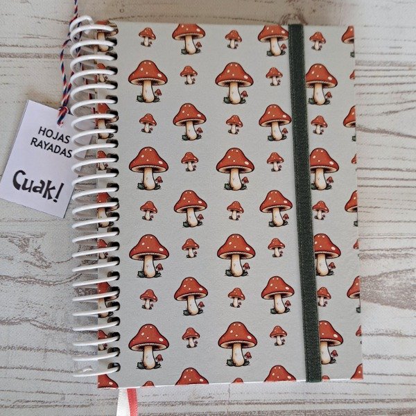 Producto - Cuaderno A6 espiral Hongos RAYADO