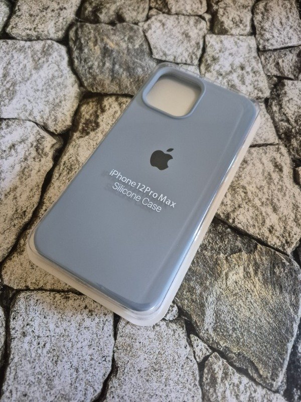 Producto - Funda silicone case logo Iphone 12 Pro Max celeste grisáceo