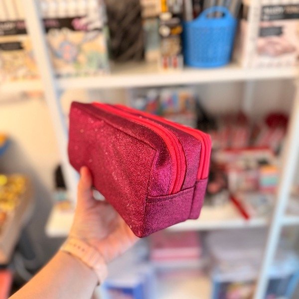 Producto - Cartuchera cofre glitter fucsia