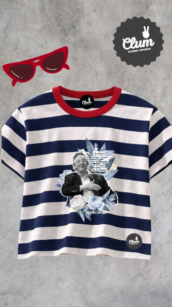 Producto - Remera Boxy rayas azul