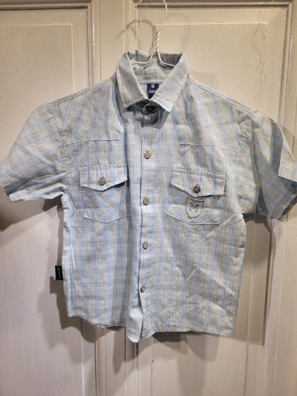 Producto - Camisa MIMO cuadrille celeste manga corta Talle 6 - PRECIO: 12X