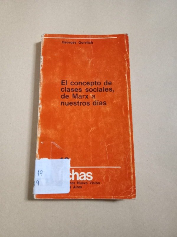 Producto - El concepto de clases sociales - Georges Gurvitch - Nueva visión 1973
