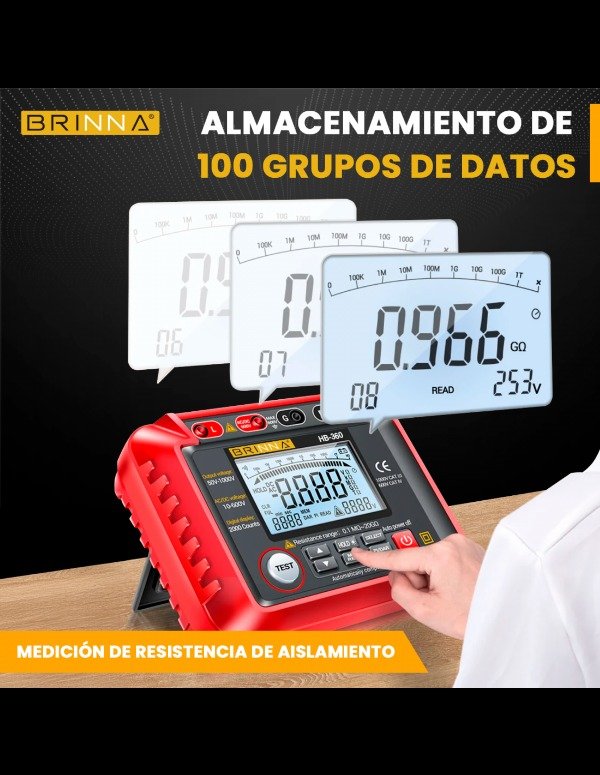 Producto - MEGOHMETRO MEDIDOR AISLACION BRINNA HB-360 - 4