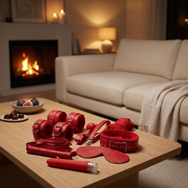 Producto - KIT VIBRO + 7 piezas bondage set ROJO - 1