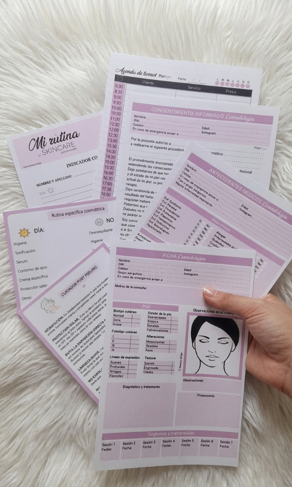 Producto - Kit fichas digitales Cosmetología Rosa