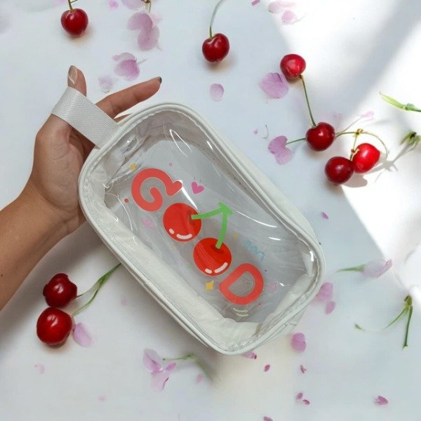 Producto - Neceser transparente Good con diseño de cerezas