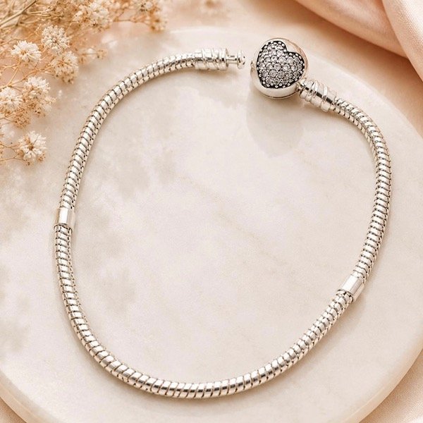 Producto - Pulsera para dijes corazón cubic de Plata 925
