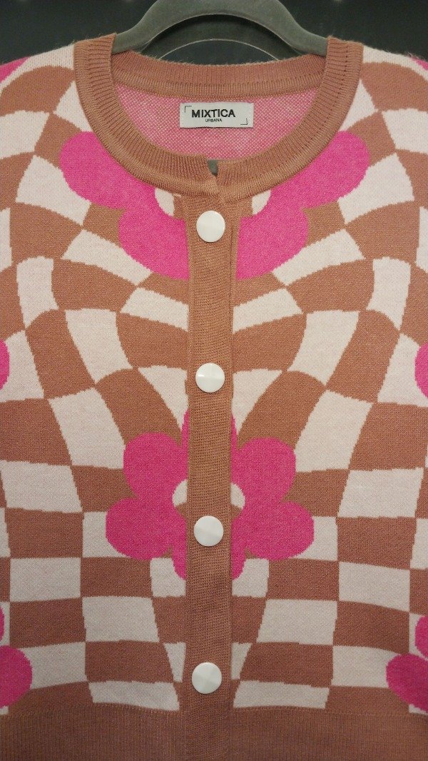 Producto - Cárdigan flores y cuadrados Zeynep