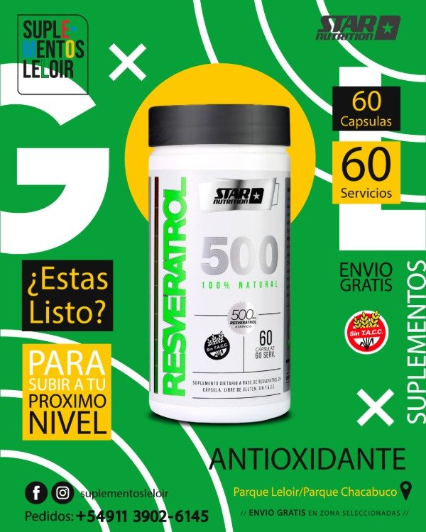 Producto - Resveratrol 500 mg - 60 Servicios - Star Nutrition